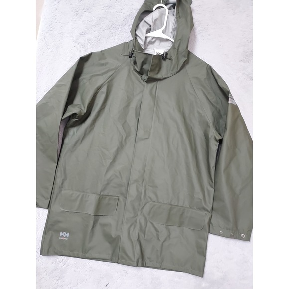 Helly Hansen Other - Helly Hansen Jacket Mens Medium Work Wear Rain Hooded Waterproof PVC Green Coat